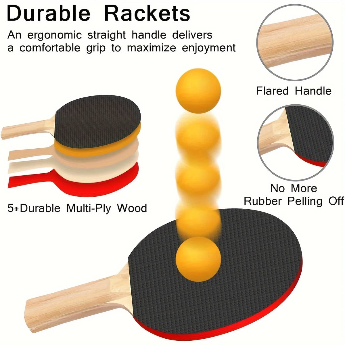 Ping Pong Paddle Set, Portable Table Tennis Set with Retractable Net & Carry Bag,40+ Pingpong Balls Indoor/Outdoor Games,Gift