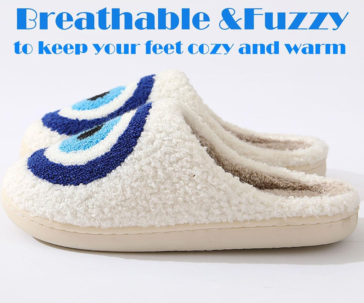 Womens Mens Slippers Memory Foam Plush Fluffy Warm Lined Slippers Indoor Outdoor House Winter Slippers